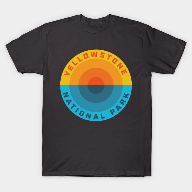 Yellowstone National Park Sunset Retro T-Shirt by PodDesignShop